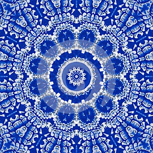 Blue cloud sky kaleidoscope pattern. vibrant