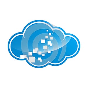 Blue cloud symbol ,big data cloud logo,big cloud technology logo