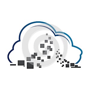 Blue cloud symbol ,big data cloud logo,big cloud technology logo