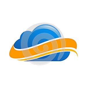 Blue Cloud Tech Logo Vector