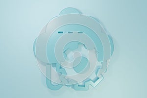 Blue Cloud technology data transfer and storage icon isolated on blue background. Adjusting, service, setting