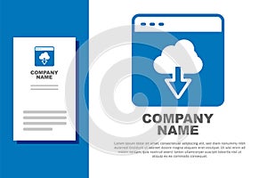 Blue Cloud technology data transfer and storage icon isolated on white background. Logo design template element. Vector