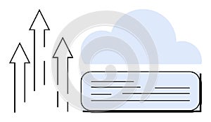 Cloud Data Upload Concept with Arrows Indicating Growth and Progress