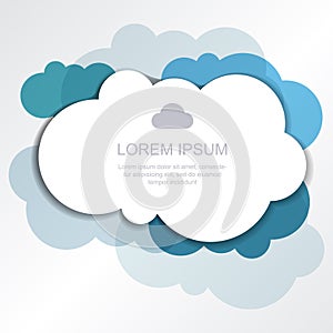 Blue clouds background. Vector illustration, modern template design with place for text