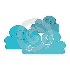 Blue clouds sky climate cartoon isolated icon style