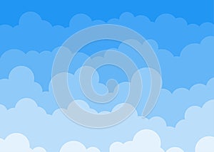 Blue clouds on top sky background vector design