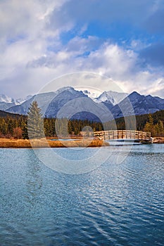 Blue Cloudy Sky Over A Banff Park