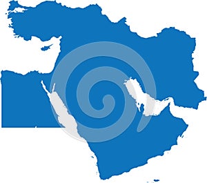 BLUE CMYK color map of MIDDLE EAST