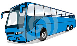 Blue coach bus