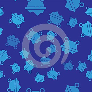Blue Coal mine trolley icon isolated seamless pattern on blue background. Factory coal mine trolley. Vector Illustration