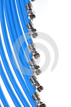 Blue coaxial cables with tv connectors