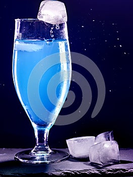 Blue cocktail on black background 9