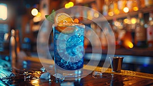 Blue Cocktail With Flower on Rim