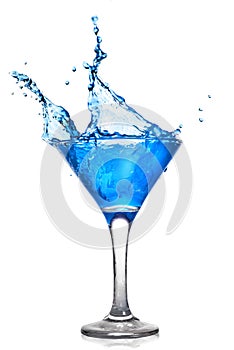 Blue cocktail with splash