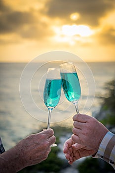 Blue cocktails at Sunset Curacao Views