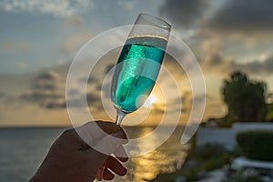 Blue cocktails at Sunset Curacao Views