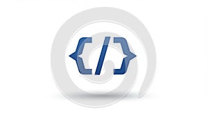 Blue code brackets with a forward slash inside, resembling HTML or programming