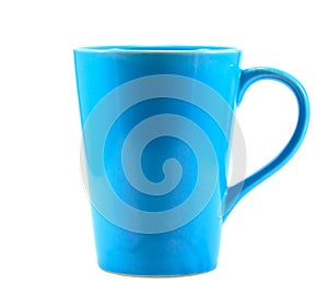 Blue coffee cup on white background