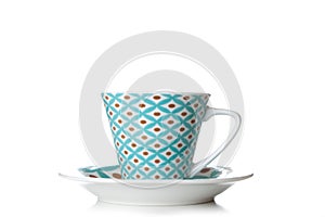 Blue coffee cup. on white background