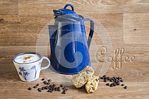 The blue coffee-pot and rusks