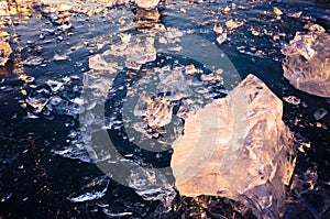 Blue and cold ice of Lake Baikal