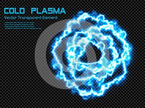 Blue Cold Plasma Energy Ball - Transparent Vector Nonthermal Plasm Ravel