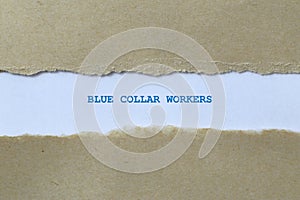 blue collar workers on white paper