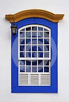 Blue colonial window in Sao Joao del Rei