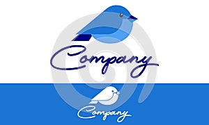 Blue Color Cartoon Cute Bird Logo Design