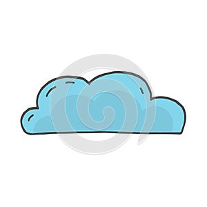 Blue color cloud doodle. vector illustration on white background