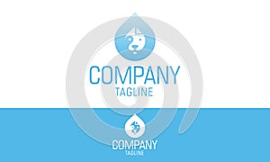 Blue Color Dog Water Drop Logo Design