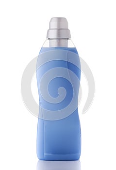 Blue color fabric softener on background