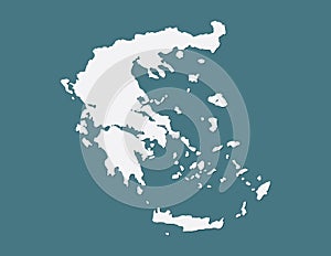 Blue color Greece map vector with single border line on dark background