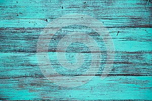 Blue color, grunge old scratched wood board texture background