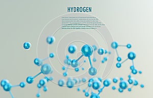 Blue color hydrogen  molecules and water molecules present, hydrogen power and hydrogen generated