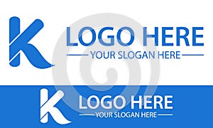 Blue Color Initial Letter K Logo Design