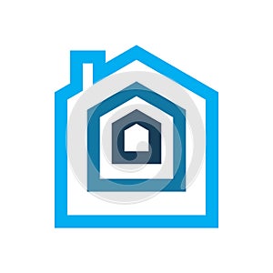 Blue color line real estate housing logo design