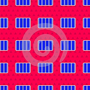 Blue Color palette guide icon isolated seamless pattern on red background. Modular grid. Vector