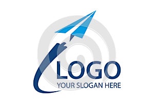 Blue Color Paper Plane Fly Fast Logo Design