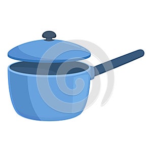 Blue color saucepan icon cartoon vector. Domestic object