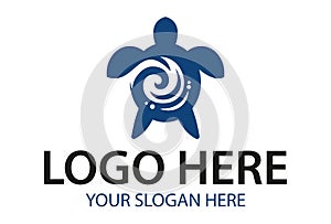 Blue Color Simple Shape Swirl Turtle Logo Design