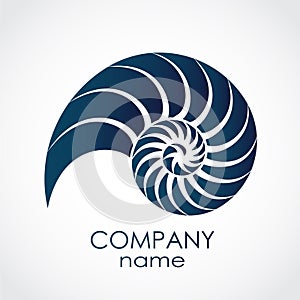 Blue color snail shell spiral shape logo