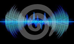 Blue color sound wave digital background. Music and radio soundwave pulse concept