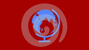 Blue color standing 3d rotated planet animation in red background