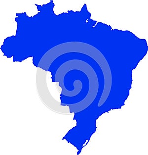 Blue colored Brazil outline map. Political brazilian map. Vector illustration