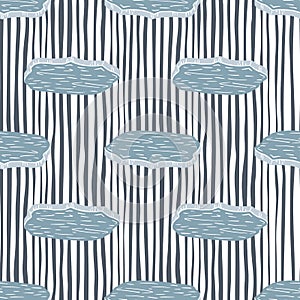 Blue colored glacier print seamless pattern in kids doodle style. Striped background. Nature backdrop