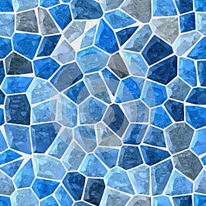 Modrý farebný nepravidelný plastický kamenný mozaika vzor textúra bezšvový 