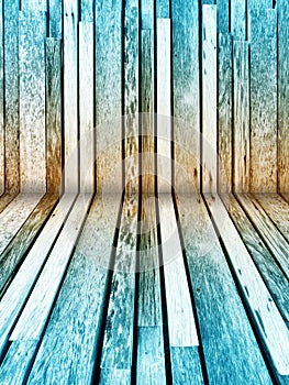 Blue colored wood background