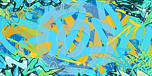 Blue Colorful Abstract Hip Hop Street Art Graffiti Style Urban Calligraphy Vector Illustration Background