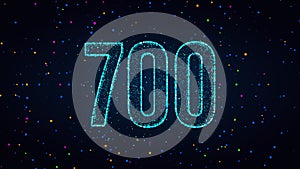 Blue Colorful Shiny Number 700 Lines Effect With Square Dots And Lines Sparkle